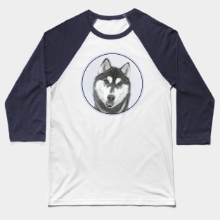 Siberian Husky (Black and White) Baseball T-Shirt